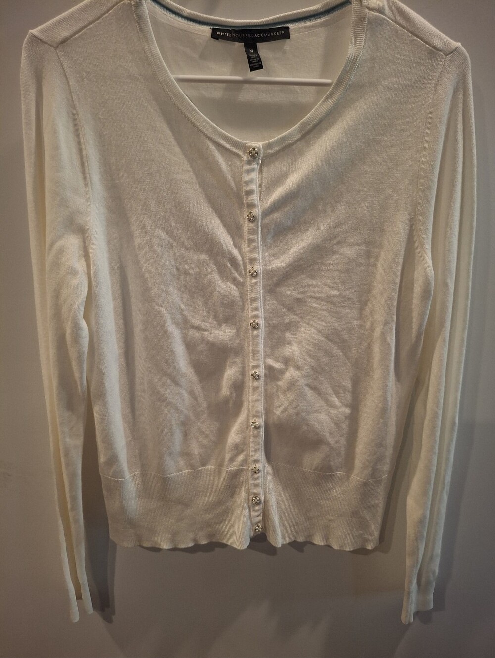 White House Black Market White Button-Front Cardigan - White